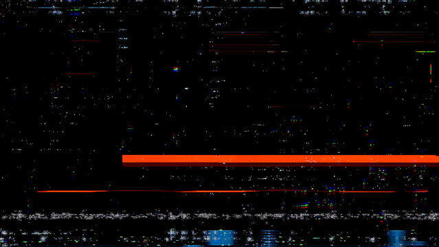RGB digital glitch texture with horizontal noise and signal distortion on black background