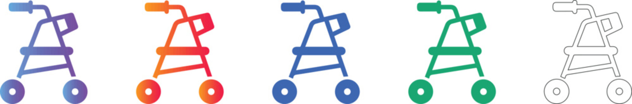 Medical Mobility Walker Vector Icons