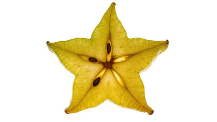 Fototapeta premium Star fruit slice with seeds and translucent flesh
