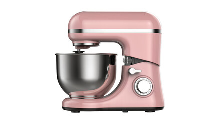Fototapeta premium Pink stand mixer with stainless steel bowl and chrome accents