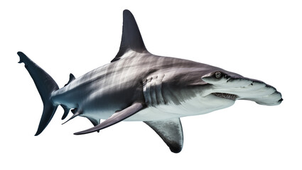 Fototapeta premium Great Hammerhead Shark swimming, close-up side view