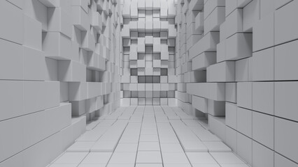 Fototapeta premium Abstract Futuristic empty floor and room Sci-Fi Corridor With light for showcase,room,interior,display products.Modern Future cement floor and wall background technology interior concept.3d render