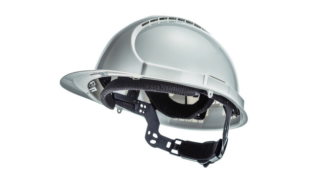 Silver hard hat with adjustable suspension system and ventilation