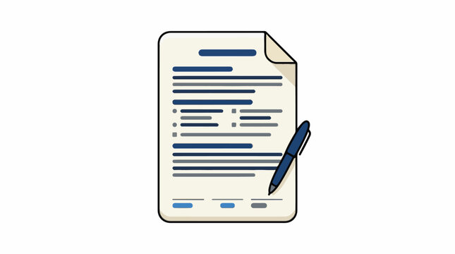 A digital illustration of a sheet of paper with lines and a pen
