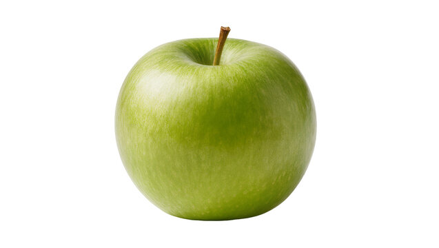 Single green apple with stem
