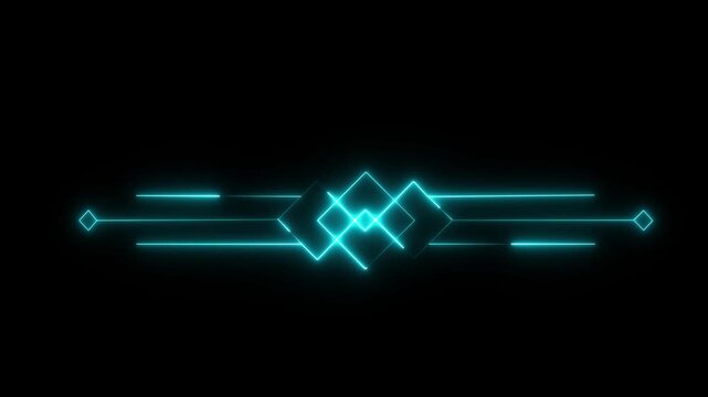 Rectangle picture frame icon animation glowing neon cyen color screen round display box rotation retro movement seamless Glowing square neon line animation on black background.4k video..