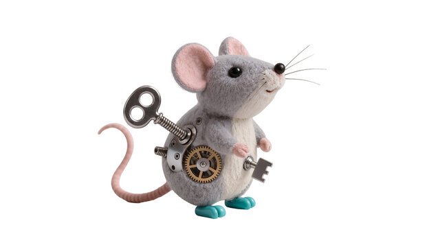 Steampunk mouse toy with gears and keys