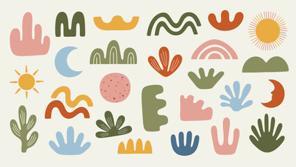 Obraz premium Abstract Shapes, Mid-Century Modern Elements, Organic Forms, Pastel Colors