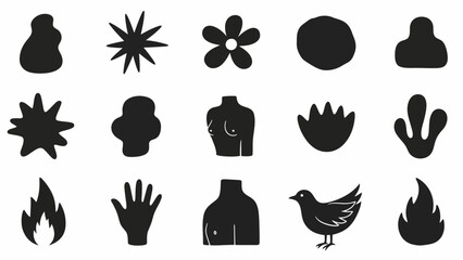 Fototapeta premium Abstract Organic Shapes, Symbols, and Icons Set