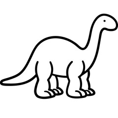 Cute long neck dinosaur cartoon line art for kids with dinosaur sauropod brachiosaurus coloring © nemeera