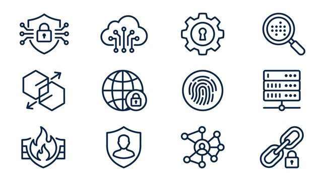 Cybersecurity icons and symbols collection.