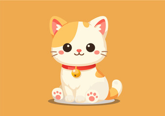 Fototapeta premium Cute Cat Cartoon Flat Vector Illustration