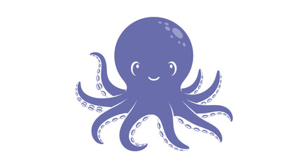 Purple cartoon octopus with smile. © Mirah