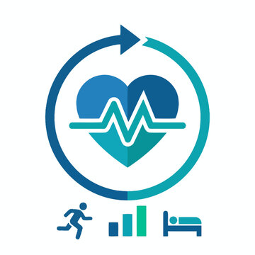 Health tracking icon showing heart rate and daily activity