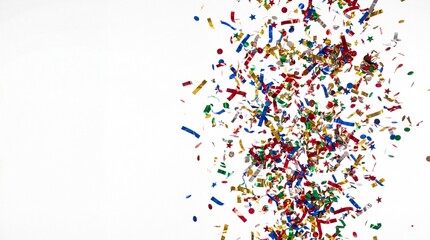 Fototapeta premium Colorful confetti, party decorations, celebration elements, festive background