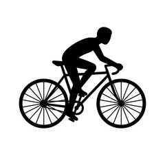 Naklejka premium Black silhouette of a cyclist riding a road bicycle