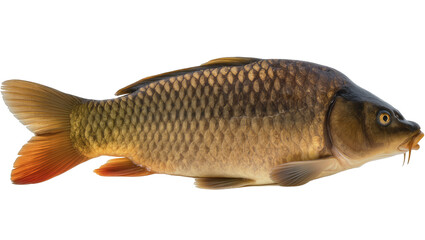 Common carp fish with scales and orange tail fin © Aino