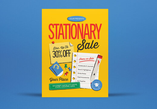 Yellow Quirky Stationary Sale Flyer