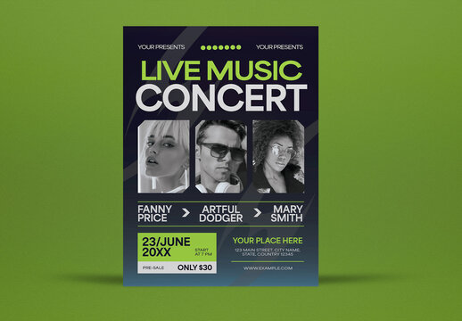 Blue Bold Live Music Concert Flyer