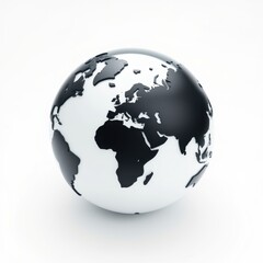 Obraz premium Globe depicts Earth. Continents shown dark against white background. Simple, clean presentation. Focus on geography, world map.