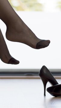 woman feet sleeping at home