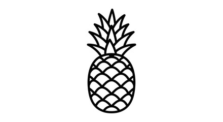 Obraz premium Pineapple Line Art Icon - Simple Tropical Fruit Outline Graphic