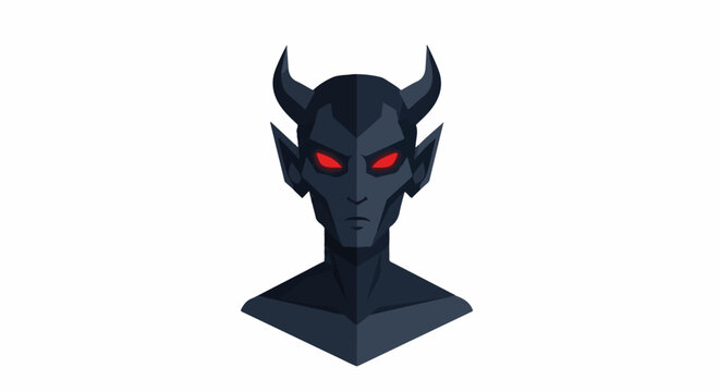 Dark creature with pointed ears, horns, and glowing red eyes