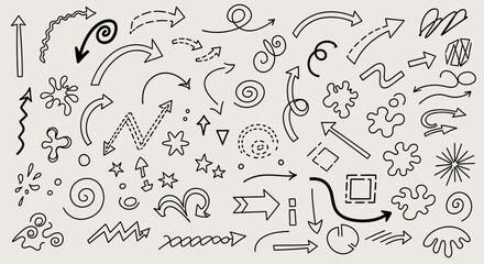 Fototapeta premium Hand-Drawn Arrows and Doodles Vector Set