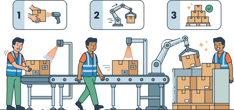 Warehouse automation process illustration