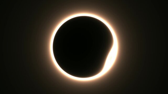 Seamlessly looping animation of a glowing energy ring resembling a solar eclipse on black background