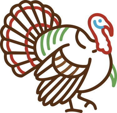 Stylized Turkey Illustration - Thanksgiving and Autumn Icon