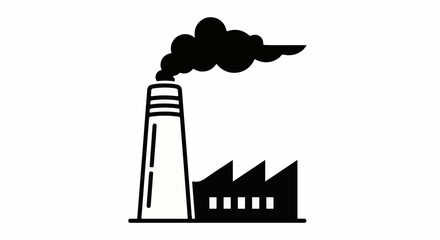 Fototapeta premium Industrial factory chimney emitting a large plume of dark smoke
