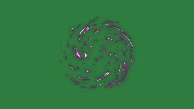 Colorful swirl on pink ring purple the letter o is made up of light streaks circle isolated on green screen background