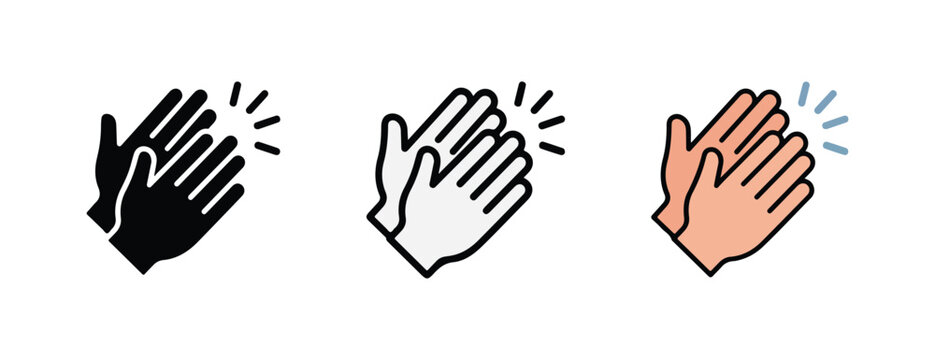 Clapping hands icons in different colors for applause and appreciation gestures  various hand silhouettes