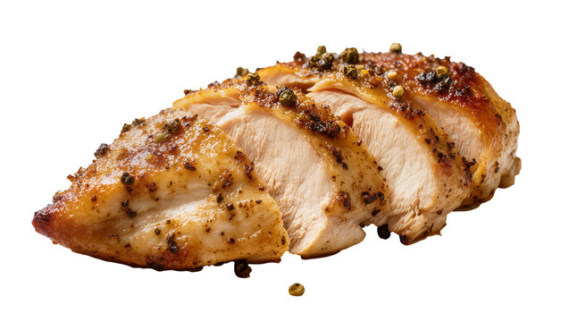Sliced roasted chicken breast with peppercorns