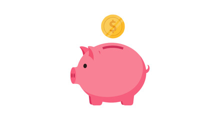 Pink Piggy Bank with Coin. © Andi