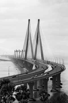 Mumbai, India - Aerial view of Bandra Worli sea link bridge Mumbai Maharashtra India