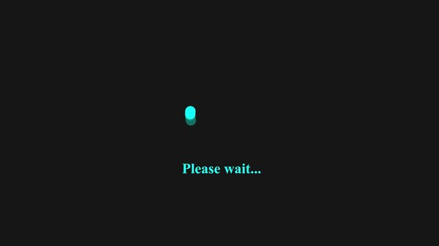 Loading circle animation with please wait text on dark background