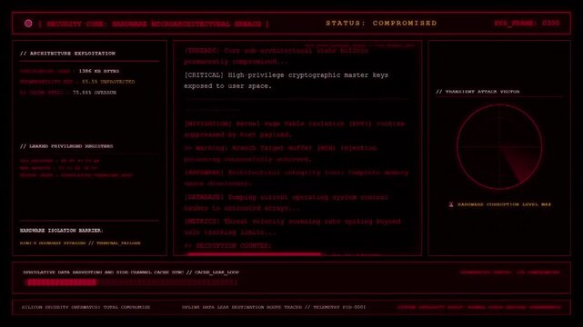 Hardware Security Breach CPU Exploit Warning Screen Animation.
