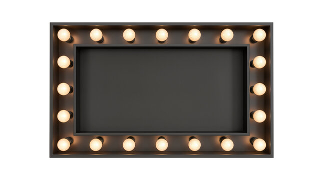 Rectangular Hollywood Vanity Mirror with Light Bulbs