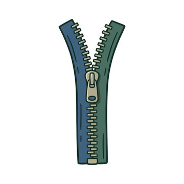 A simple vector illustration of a partially open zipper