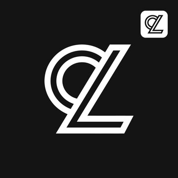 Minimalist interlocking QL monogram logo on black background.