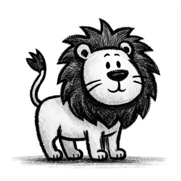 Cute lion doodle illustration on textured paper background