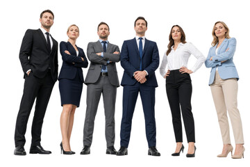 Fototapeta premium Confident Professional Business Team Standing Together Isolated on Transparent Background