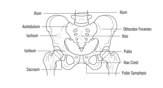 Human Pelvis Anatomy Diagram Illustration.
