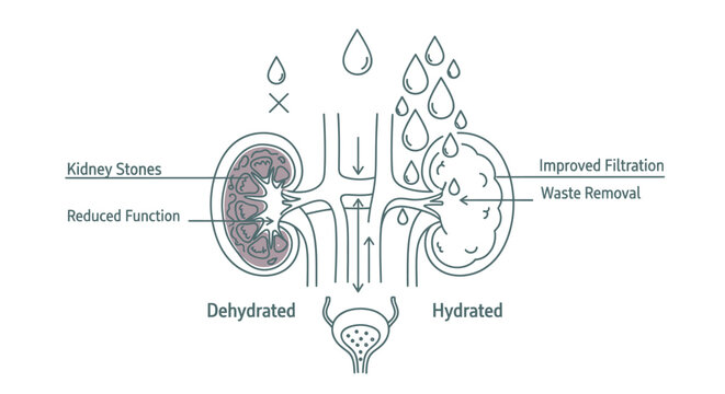 Human Kidney Function Diagram Illustration.