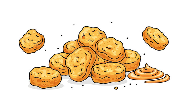 A pile of tasty golden fried chicken nuggets.