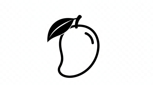 Mango Fruit Icon with Leaf for Fresh Healthy Food Design Element
