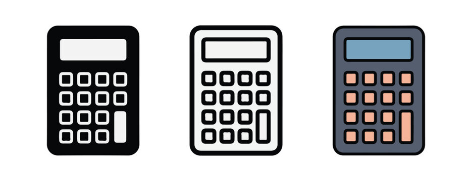  calculator icons in different styles and colors for business and education use  simple black and white designs
