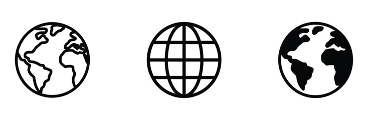Obraz premium Globe Icon Set Vector Illustration Featuring Web Symbols, WWW Icons, Website Homepage Graphics, and Earth Globe Designs